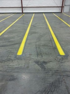 Lines painted with tape still on floor